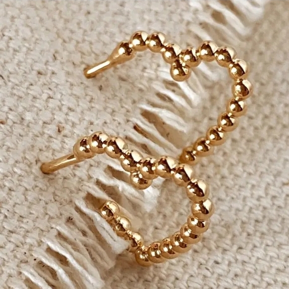 Jewelry - Elegant Gold Beaded Hoop Earrings